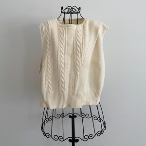 Anthropologie Ivory Knit Sweater Vest